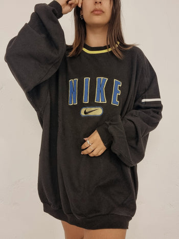 Pull vintage noir et bleu Nike XXL