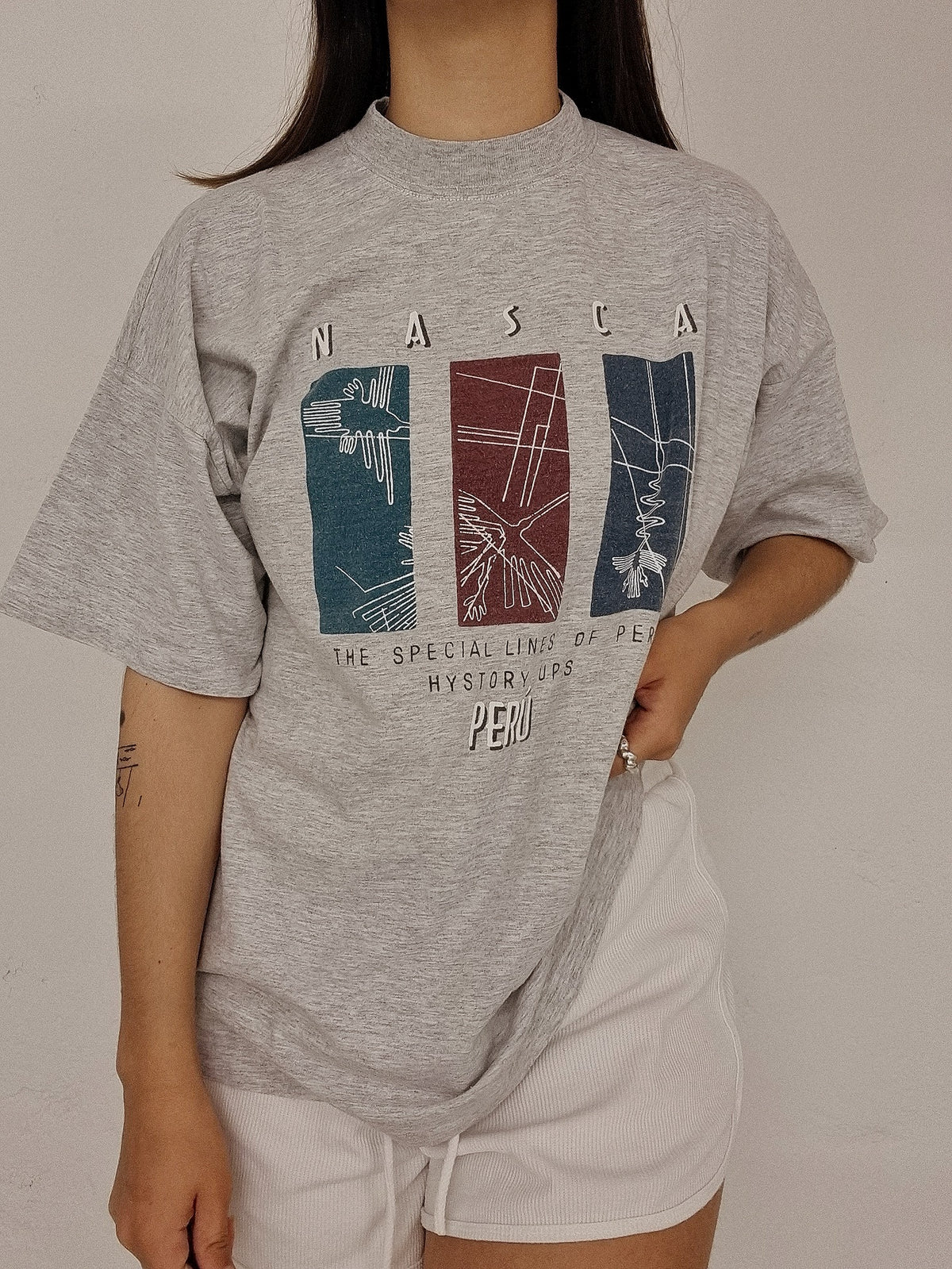 Hellgraues Vintage-T-Shirt L