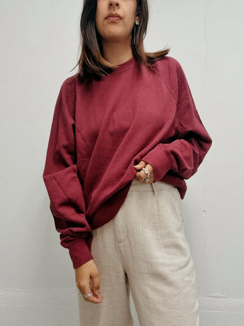 Pull vintage uni bordeaux L