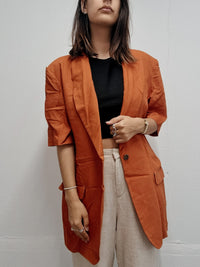 Veste blazer vintage manches courtes orange L