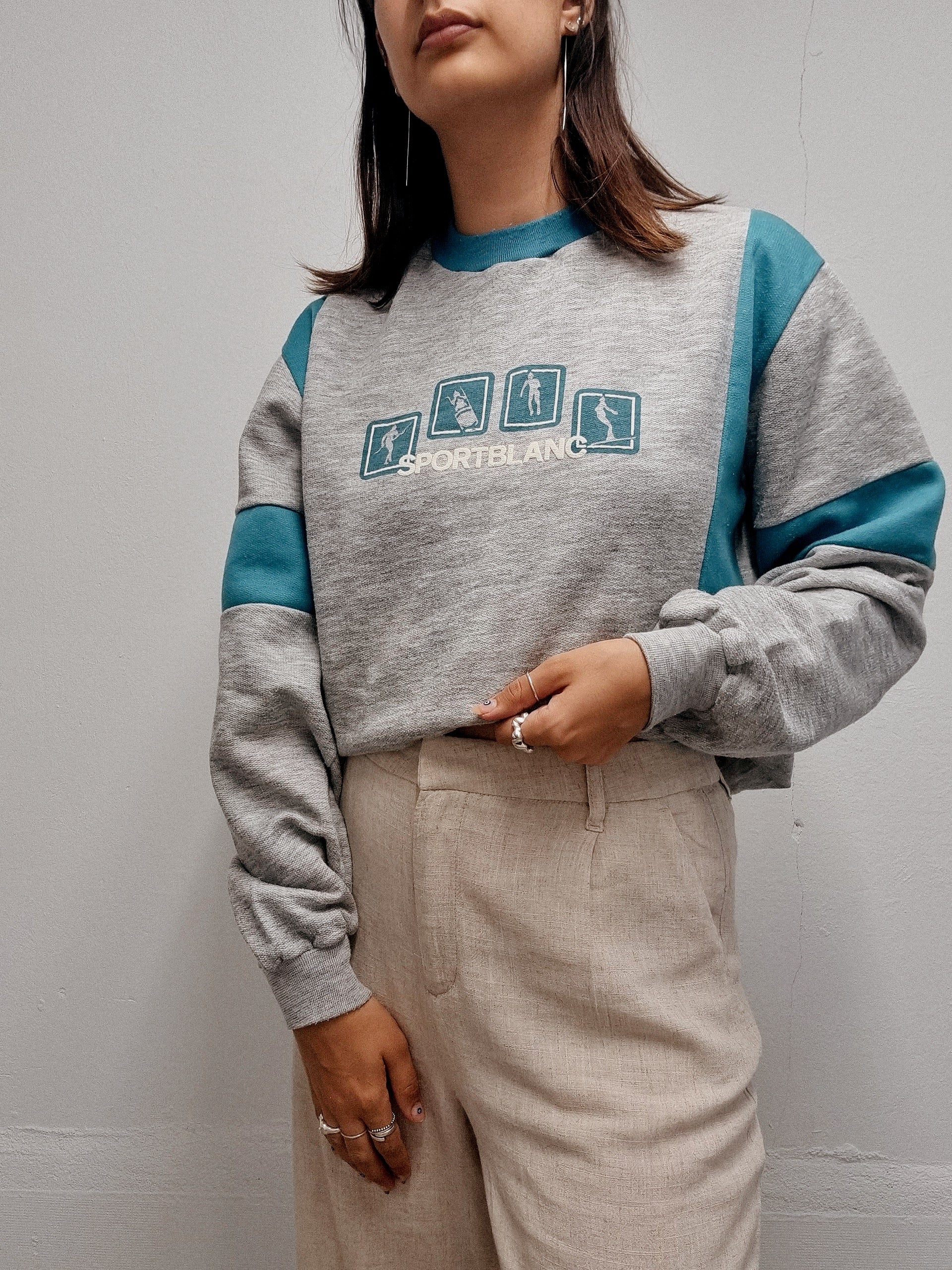 White and blue jacket with orange collar Adidas XL