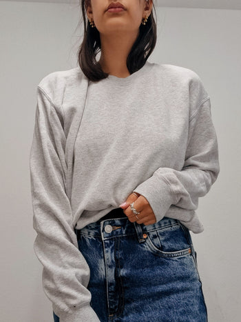 Pull vintage gris Clair uni S/M