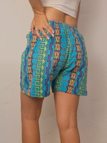 Vintage türkis gemusterte Shorts L