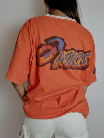 T-shirt vintage orange Oasics XL