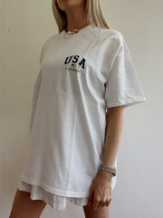 T-shirt vintage américain blanc USA XL