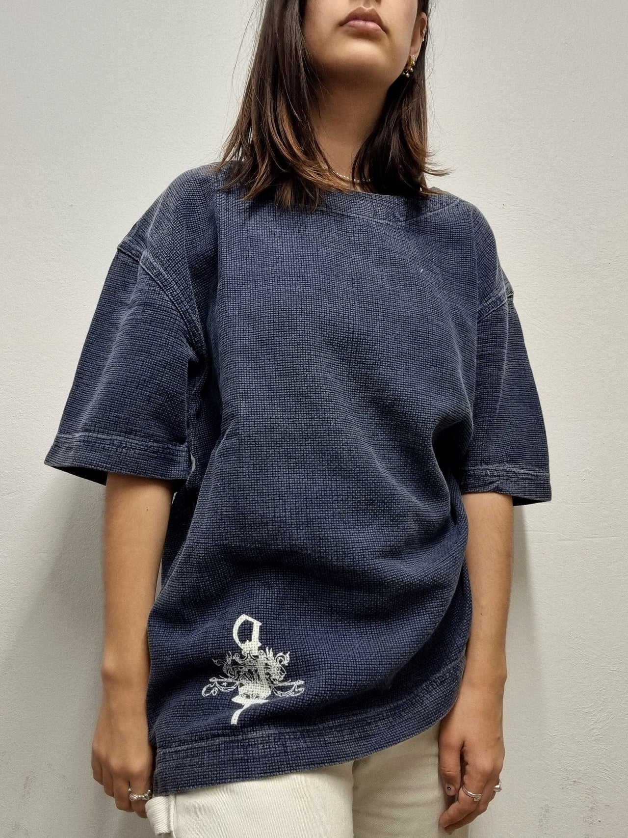 T-shirt vintage en jeans Bleu oversized S