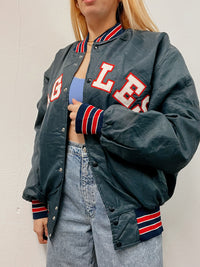 Veste bomber américaine bleue foncée et rouge XL