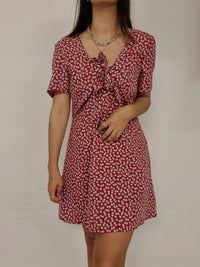 Vintage rotes Blumenkleid S/M