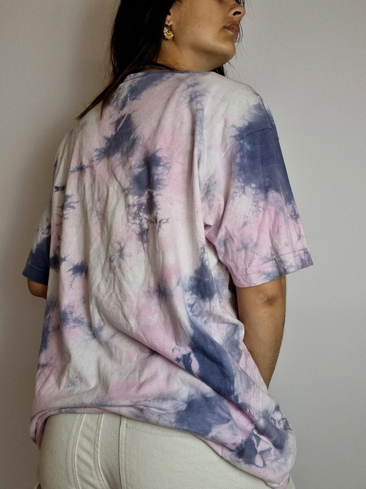 T-shirt vintage tie and dye rose et bleu L