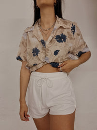 Vintage beige gemustertes Hemd M