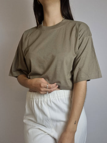 T-shirt vintage brun khaki uni L