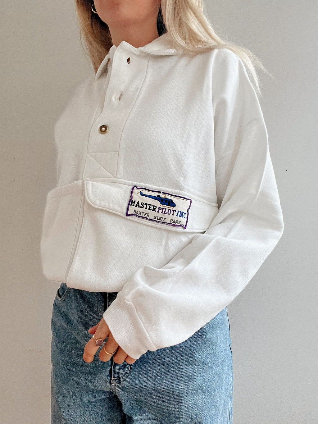 White and blue jacket with orange collar Adidas XL