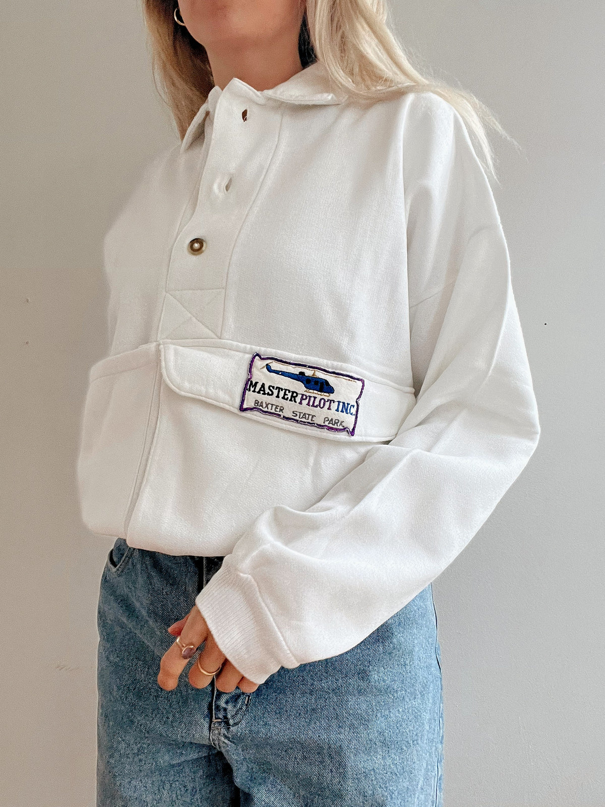 White and blue jacket with orange collar Adidas XL