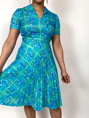 Vintage patterned mesh mini dress M