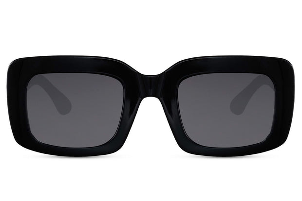 Schwarze rechteckige recycelte Vintage-Brille 