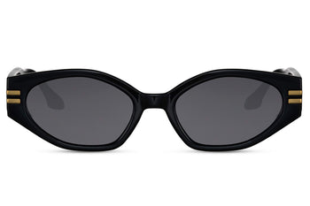 Schwarze ovale recycelte Vintage-Brille 