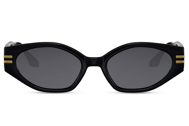 Vintage recycelte ovale schwarze Brille 