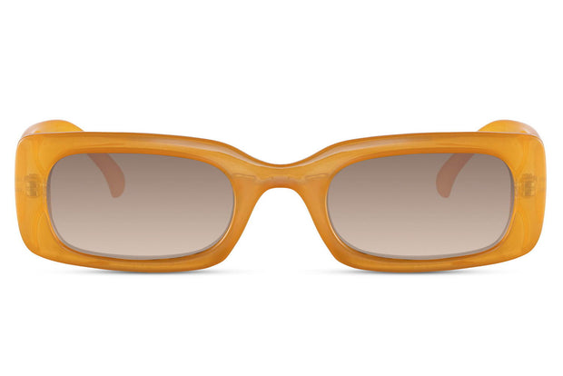 Orangefarbene rechteckige, recycelte Vintage-Gläser 