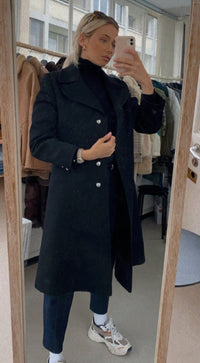 Schwarzer Wollmantel S/M 