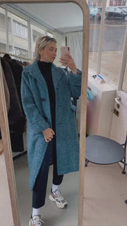 Manteau en laine bleu chiné M