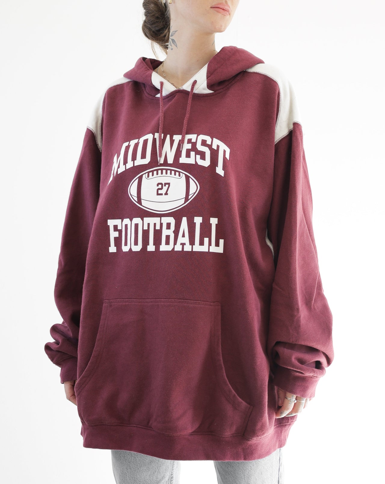 Pull USA à capuche bordeaux Midwest XXL