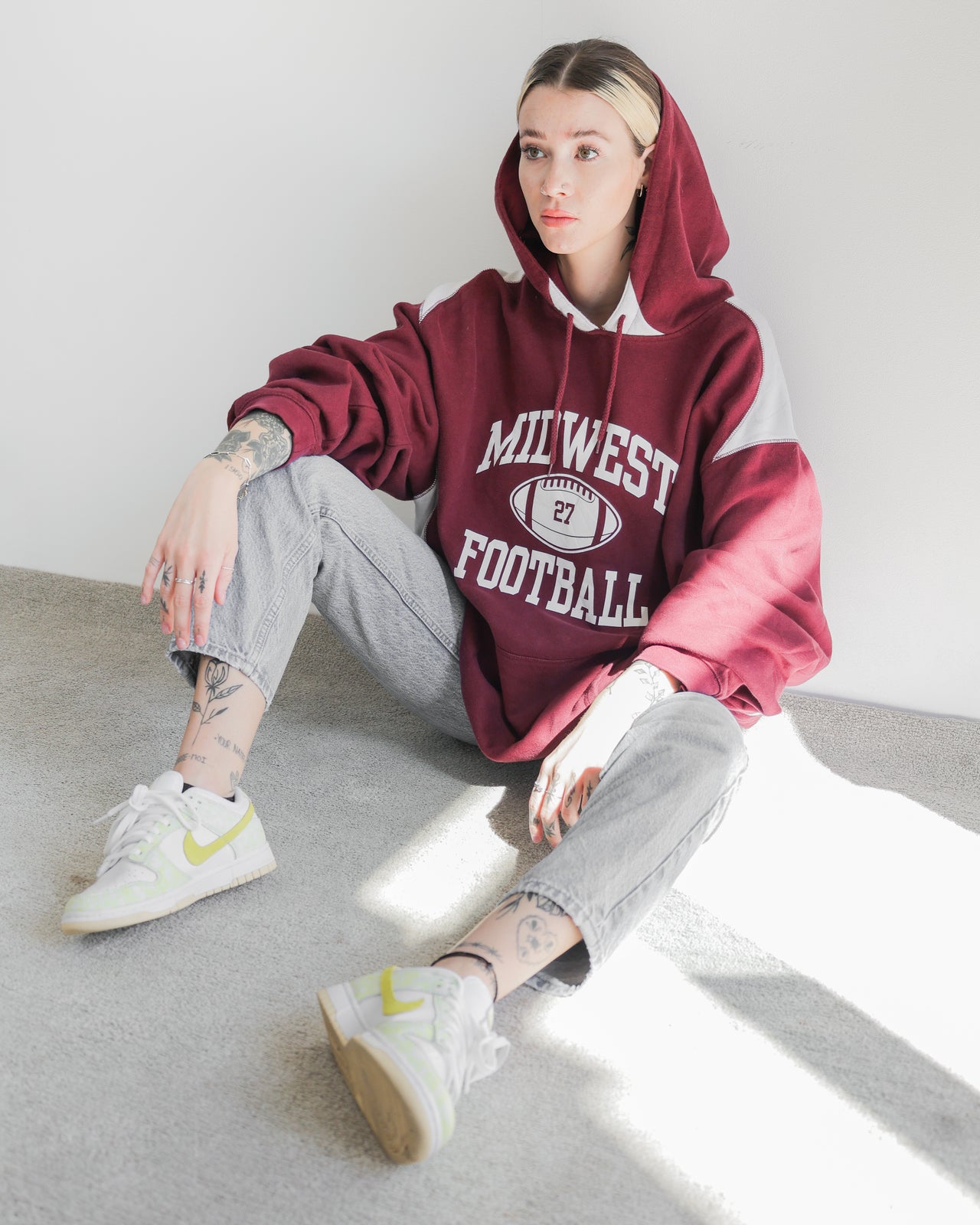 Pull USA à capuche bordeaux Midwest XXL