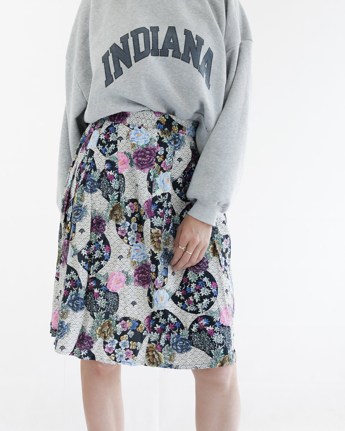 Jupe Vintage mi longue à fleurs M/L