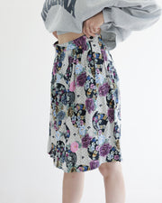 White skirt with blue and black flowers S
