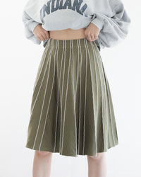 Jupe Vintage khaki à rayures blanches M