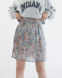 Vintage kurzer pastellblau gemusterter Rock