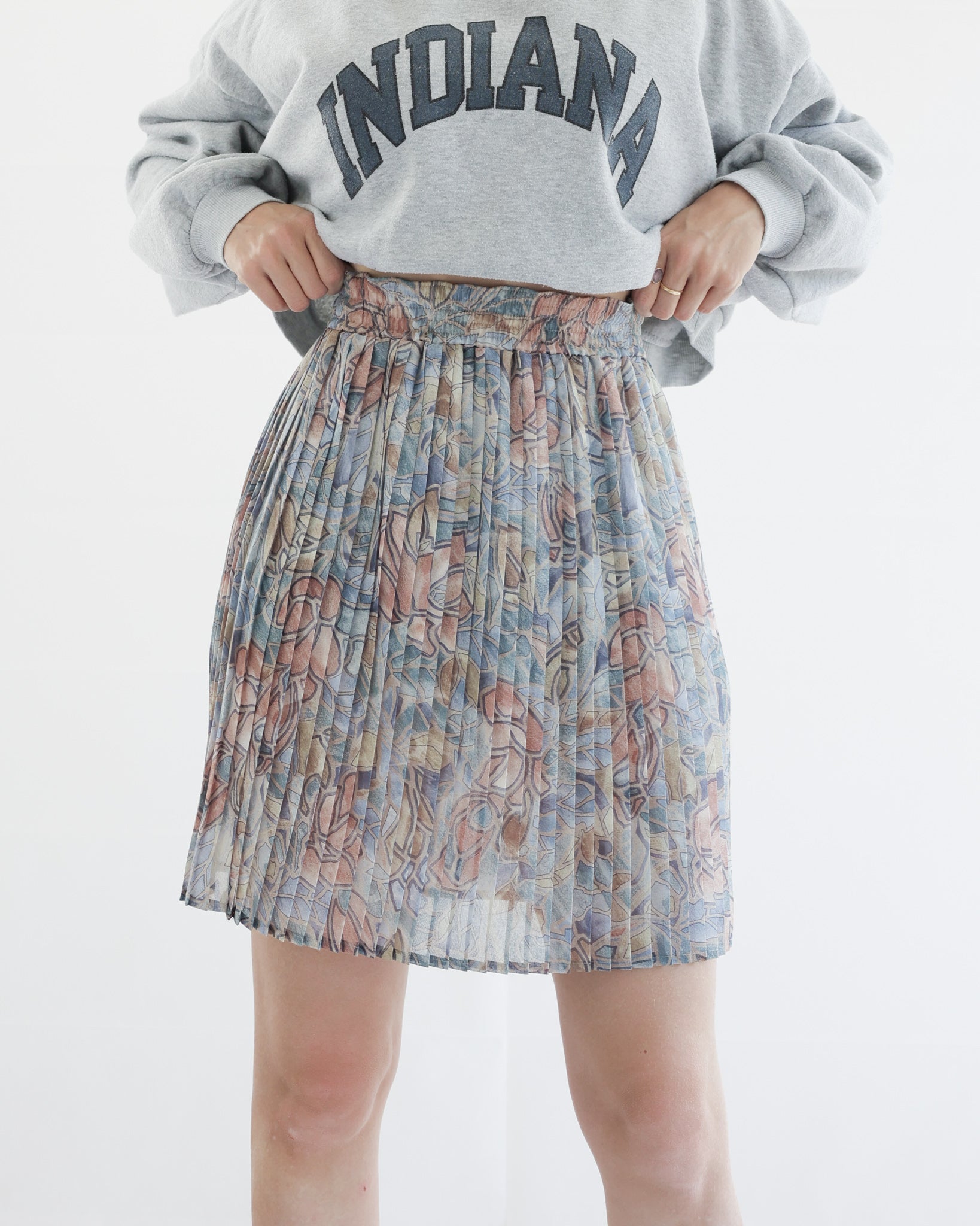 Vintage kurzer pastellblau gemusterter Rock