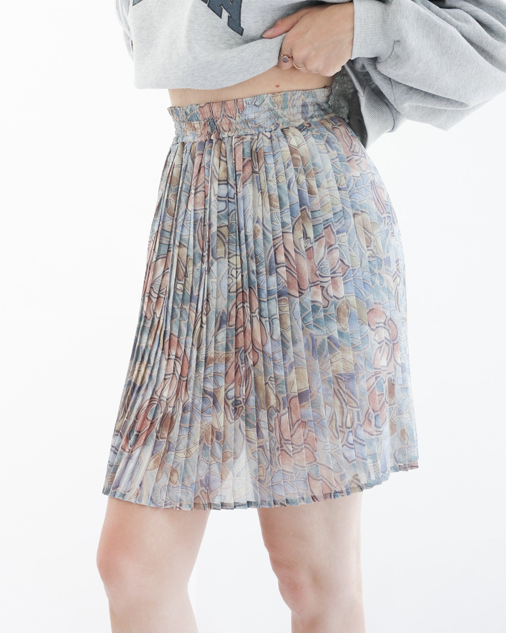 Vintage kurzer pastellblau gemusterter Rock