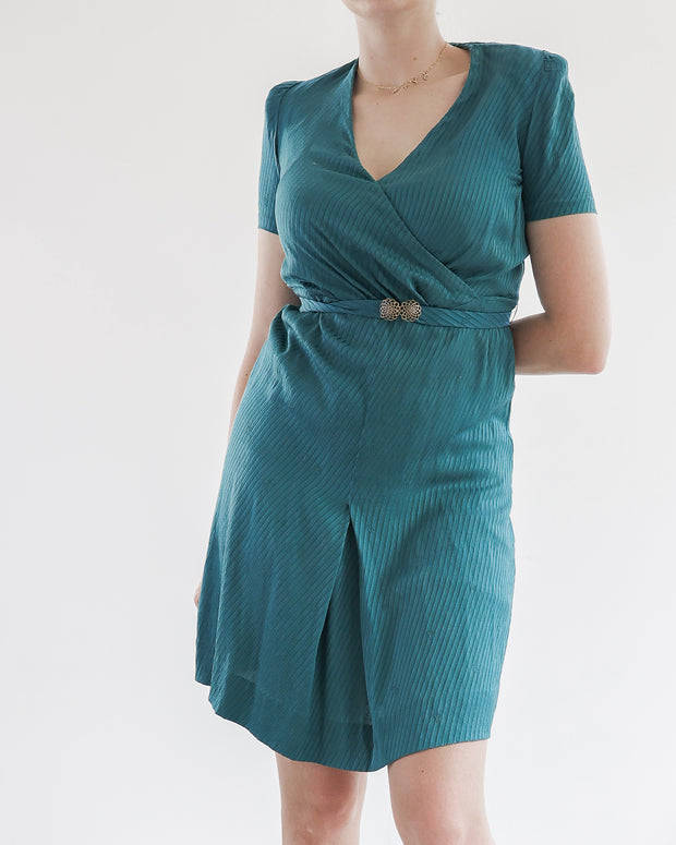 Smaragdgrünes Vintage-Kleid S