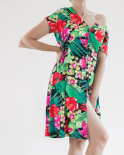 Vintage grünes Kleid mit Blumenmuster M