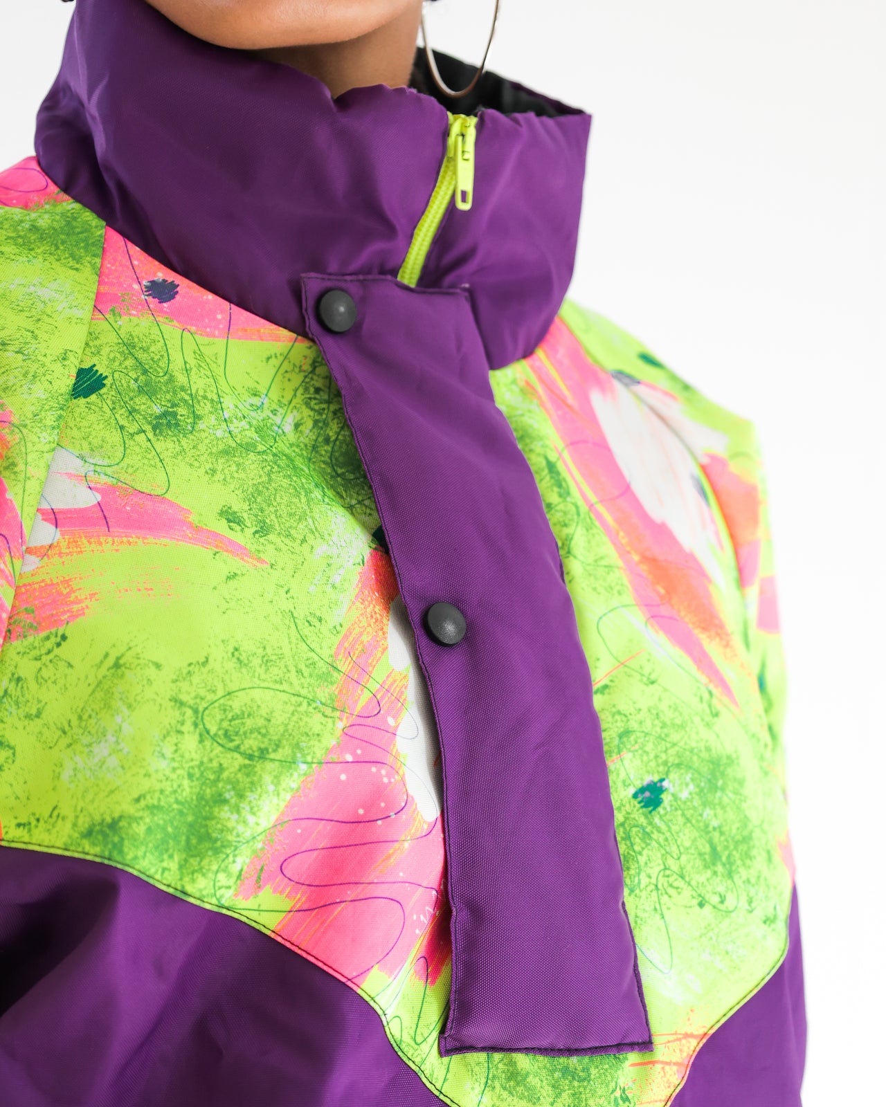 Veste doudoune vintage violette et jaune XL