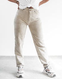 Pantalon en daim beige très clair taille haute 38 EUR