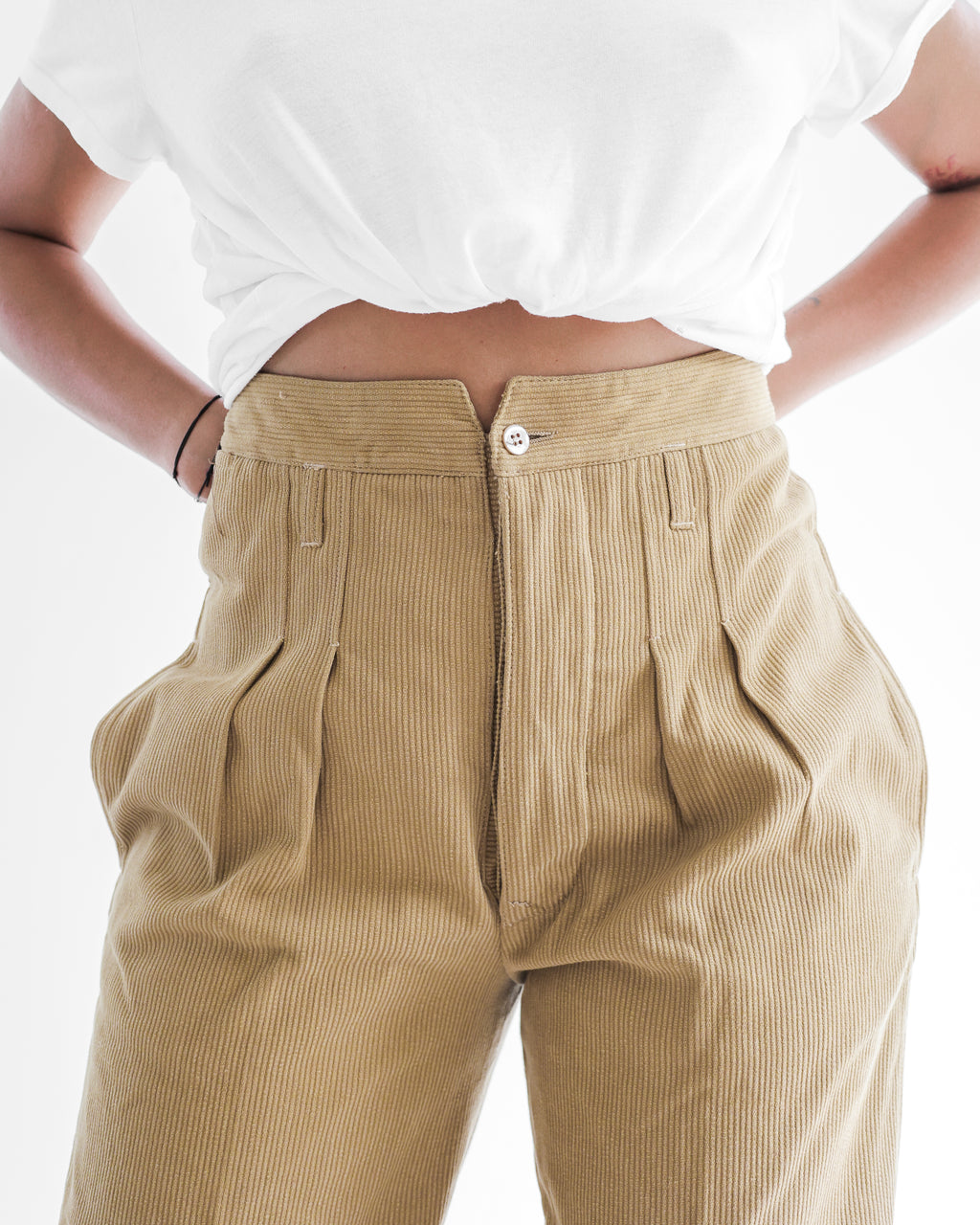 Pantalon beige velour côtelé extra long L