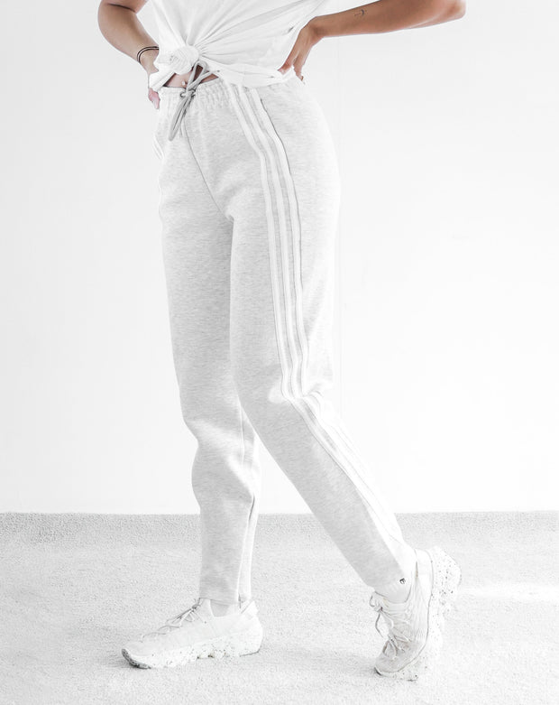 Pantalon de jogging Adidas gris clair bandes blanches S