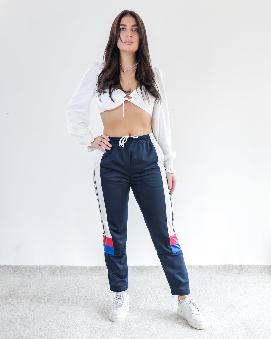 Marineblaue Jogginghose von Kappa mit Seitenbändern M