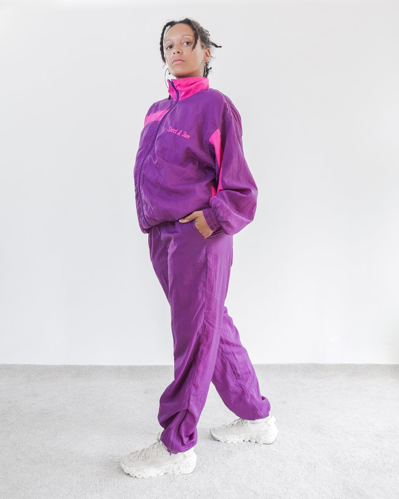 Ensemble de jogging vintage violet et rose M