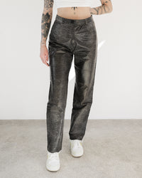Pantalon en simili-cuir serpent brun taille haute 40 EUR