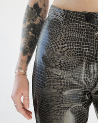 Pantalon en simili-cuir serpent brun taille haute 40 EUR
