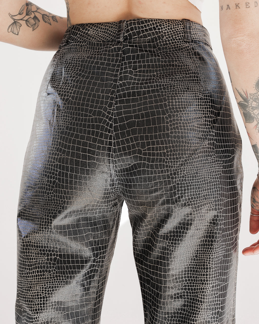 Pantalon en simili-cuir serpent brun taille haute 40 EUR