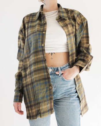 Vintage blue/white check shirt L