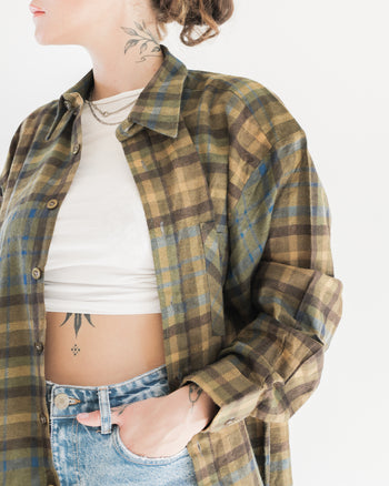 Vintage blue/white check shirt L