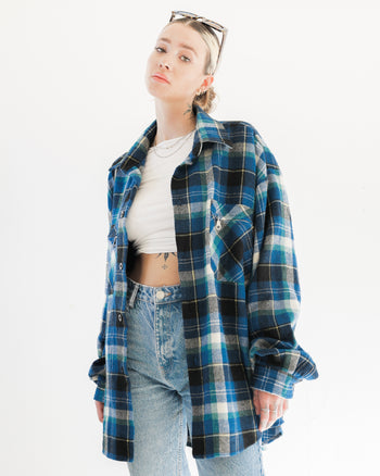 Vintage blue/white check shirt L