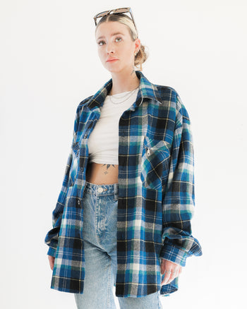 Vintage blue/white check shirt L