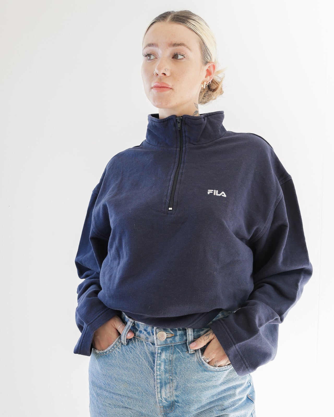 Pull noir Fila avec fermeture éclair L