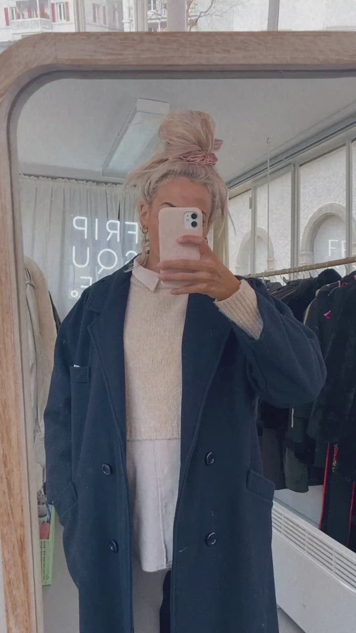 Blauer Wollmantel M 