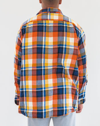 Vintage blue/orange/yellow check shirt XL